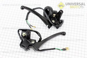 Важелі керма лівий, правий з кріпленням під дзеркало, комплект 2шт (М8 права) + блок газа, GY6 50-100. Китай (Різне / UM3011-V23)