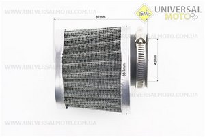 Фільтр повітряний нульовий 42мм прямий "овал" сталевий. Китай (Різне / UM3013-V89)