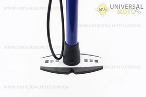 Насос ручной на пластик. ножке "синий"  + манометр на ручке