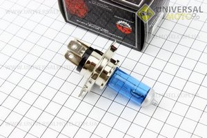 Лампа фары галоген H4 P43T 12V 18/18W синяя, фокус HQ