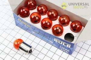 Лампа повороту (жовта з цоколем) 12V / 10W G18 BA15S - 10 штук. Naite (Освітлення / UM3018-V75)
