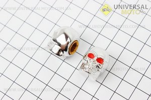 Колпачок ниппеля "ЧЕРЕП" серебристый, 2шт