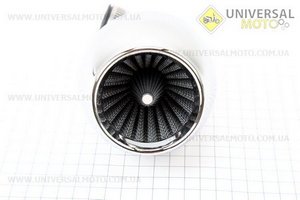 Фильтр воздушный нулевой 38мм 45град "ХРОМ" TURBO