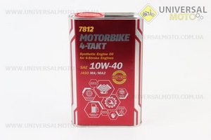 Мастило 4T 10W-40 - напівсинтетичне мотоциклетне "MOTORBIKE",1 літр. MANNOL (Мотохімія / UM3041-V10)