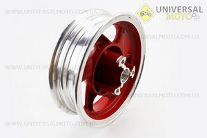 Диск передній литий MT2,50x10 d10-12мм (диск гальм. 3 болта) "6 променів" червоний / сірий (без підшипників). Китай (Диски до скутера / UM3060-V72)