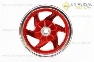 Диск передній литий MT2,50x10 d10-12мм (диск гальм. 3 болта) "6 променів" червоний / сірий (без підшипників). Китай (Диски до скутера / UM3060-V72)
