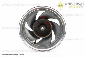 УЦІНКА Диск задній литий MT2,50x10 Z16 для 2Т (бараб. гальм, d-107мм) "5 променів" сірий (невеликий наліт). Китай (Диски до скутера / UM3060-V76)