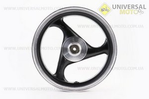 Диск передній литий MT2,50x12 d12мм (диск гальм. 3 болта) "3 променя" чорний / сірий. Китай (Диски до скутера / UM3060-V87)