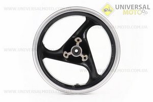 Диск передній литий MT2,50x12 d12мм (диск гальм. 3 болта) "3 променя" чорний / сірий. Китай (Диски до скутера / UM3060-V87)