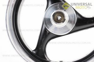 Диск передній литий MT2,50x12 d12мм (диск гальм. 3 болта) "3 променя" чорний / сірий. Китай (Диски до скутера / UM3060-V87)