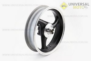 Диск передній литий MT2,50x12 d12мм (диск гальм. 3 болта) "3 променя" чорний / сірий. Китай (Диски до скутера / UM3060-V87)