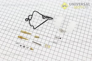 Ремонтный комплект карбюратора 50-80см3, 15 деталей + поплавок. Mototech (Скутер 50-100см3 / UM3093-V47)