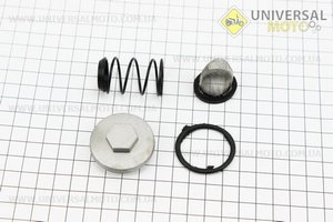 Гайка сливная масла, манжет, ппружина, фильтр масляный, комплект 4 штуки. TATA (Скутер 50-100см3 / UM3097-V85)