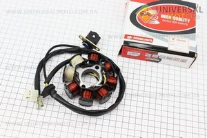 Статор магнето 8 катушек - "6 + 2" (генератор), высота 31мм, 4 проводов - "2 + 2". ZHENGHE (Скутер 50-100см3 / UM3098-V32)