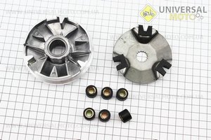 Варіатор передній у зборі на 16мм вал (Stels 50, JOG 90). DONGXIN (Запчастини до 2Т ременного скутера / UM3121-V77)