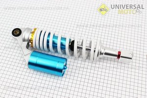 Амортизатор задній GY6 / Honda - 315мм * d60мм (втулка 12мм / вилка 8 мм) газовий регульований, Білий. TATA (Запчастини до японського скутера / UM3140-V07)