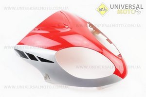 УЦІНКА STORM пластик - передній верхній (де фара) Fotong - Corvette, СІРИЙ-ЧЕРВОНИЙ (подряпини). Китай (Запчастини на скутер Viper Storm / UM3175-V68)