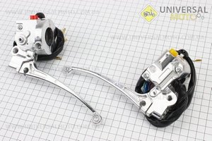 Блок кнопок на кермі лівий, правий комплект з важелями (під дзеркалу М8) DELTA. Китай (Запчастини для мопеда Дельта / UM3183-V56)