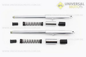 Амортизатор передній лівий, правий комплект L-525мм D-25мм (пружина зовні). TATA (Запчастини для мопеда Дельта / UM3186-V73)