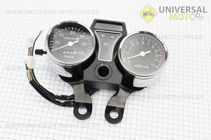 Спидометр в сборе "двойной" 120 км/ч тахометр электронный (узкое крепление). GXmotor (Мопед Viper Alpha / UM3187-V59)
