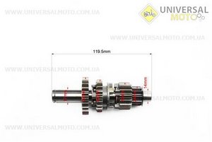 Коробка передач (два вали з шестернями) d-14мм під сепаратор.. GXmotor (Запчастини для мопеда Дельта / UM3190-V19)