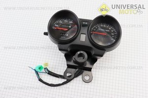 Спідометр в зборі "подвійний" 140 км / ч тахометр електронний (вузьке кріплення, 1 фішки тато) (Musstang Alfa New MT125-8F). Китай (Запчастини на скутер Viper Alpha / UM3193-V07)