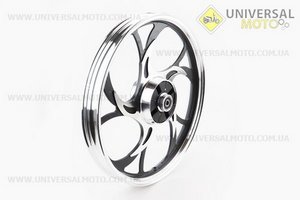 Диск задній литий 1,6-17" ALPHA/ACTIVE "хвиля", чорний (вісь 12мм). Китай (Запчастини для мопеда Дельта / UM3200-V14)