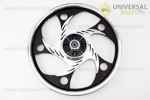 Диск задній литий 1,6-17" ALPHA/ACTIVE "хвиля", чорний (вісь 12мм). Viper (Запчастини для мопеда Дельта / UM3202-V14)