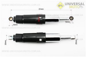 Амортизатор задній JH / CB / CG - 330мм * d60мм (втулка 12мм / втулка 10мм) закритий регульований, Чорний комплект 2шт. Китай (Запчастини для мопеда Дельта / UM3202-V71)