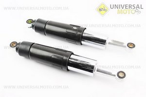 Амортизатор задній JH / CB / CG - 330мм * d60мм (втулка 12мм / втулка 10мм) закритий регульований, Чорний комплект 2шт. Китай (Запчастини для мопеда Дельта / UM3202-V71)