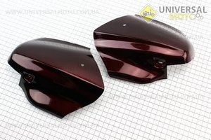 пластик - вставки переднего крыла левая, прав, комплект 2 штуки, бордовий, Тип №2. Китай (Мопед Active / UM3203-V10)