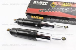 Амортизатор задній JH / CB / CG - 335мм * d60мм (втулка 12мм / втулка 10мм) закритий регульований, Чорний комплект 2шт. JIALING (Запчастини для мопеда Дельта / UM3203-V14)