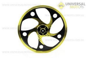 Диск передній литий 1,4-17 "ACTIVE" хвиля ", чорний / жовтий" під дискові гальма "(вісь 12мм). Китай (Запчастини на скутер Viper Active / UM3203-V75)
