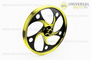 Диск передній литий 1,4-17 "ACTIVE" хвиля ", чорний / жовтий" під дискові гальма "(вісь 12мм). Китай (Запчастини на скутер Viper Active / UM3203-V75)