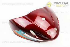 пластик - передній верхній (під кермом) "дзьоб", бордовий з наклейками. Китай (Запчастини на скутер Viper Active / UM3204-V39)