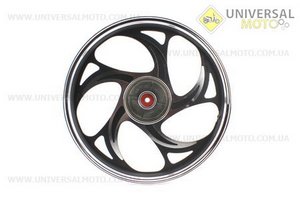 Диск задній литий 1,6-17" ALPHA/ACTIVE "хвиля", чорний (вісь 12мм), тип 2.1. Китай (Запчастини на скутер Viper Active / UM3204-V47)