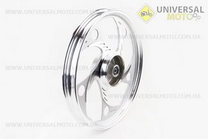 Диск задній литий 1,6-17 "ALPHA / ACTIVE" хвиля ", сріблястий (вісь 12мм). Китай (Запчастини для мопеда Дельта / UM3204-V56)