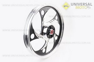 Диск задній литий 1,6-17" ALPHA/ACTIVE "хвиля", чорний (вісь 12мм). Китай (Запчастини на скутер Viper Active / UM3204-V87)