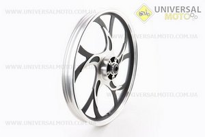 Диск передній литий 1,4-17" ACTIVE "хвиля", чорний "під дискове гальмо" (вісь 12мм), тип1. TATA (Запчастини на скутер Viper Active / UM3204-V96)