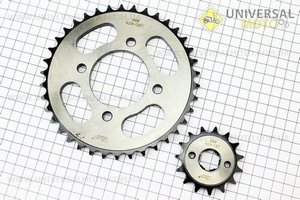 Зірки комплект ZS125J-428H-38T + 15T "гартована". TMMP (Запчастини на мотоцикл Viper 125-150J / UM3214-V25)