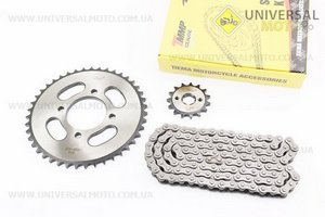 Зірки, ланцюг комплект ZS125J-428-116L + 43T + 15T "гартована" (в коробці). TMMP (Запчастини на мотоцикл Viper 125-150J / UM3214-V29)