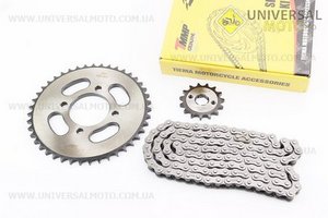 Зірки, ланцюг комплект ZS125J-428-118L + 43T + 15T "гартована" (в коробці). TMMP (Запчастини на мотоцикл Viper 125-150J / UM3215-V34)