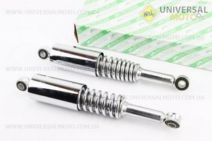 Амортизатор задній JH / CB / CG - 310мм * d55мм (втулка 12мм / втулка 12мм) зі стаканом, Хром комплект 2шт. EVO (Запчастини для мопеда Дельта / UM3215-V38)