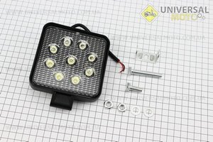Фара додаткова світлодіодна вологозахисна - 9 LED з кріпленням, квадратна 107 * 107мм. Китай (Різне / UM3246-V15)