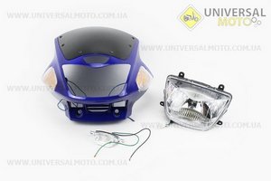 пластик - обтекатель "FOX" + ветровик, фара, повороты, синий, Тип №2. Китай (Мотоцикл / UM3246-V25)