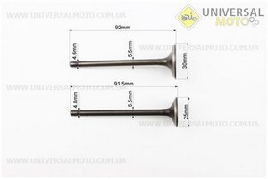 Клапана выпускной (h-92; d-25), впускной (h-92; d-30) комплект 2 штуки 150см3 . CNK (Мотоциклы CG125-250 / UM3261-V27)
