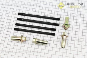 Шпилька циліндра d8мм, комплект 4шт (2шт-122м, 2шт-130мм) + гайки. Китай (Запчастини на мотоцикл з двигуном CG / UM3262-V04)