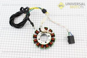 Статор магнето (генератора) (12 котушок роз'єм "тато 3+2"), 150см.куб. (d=88,5мм). Китай (Запчастини на мотоцикл з двигуном CG / UM3264-V30)