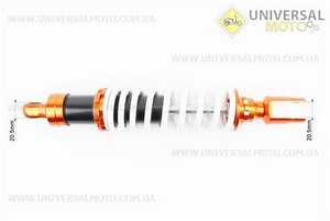 Амортизатор задний GY6 - 350мм*d60мм (втулка 10мм / втулка 10мм / вилка 8мм), белый TUNING. NAIDITE (Запчастини на скутер Viper Storm / UM3283-V70)