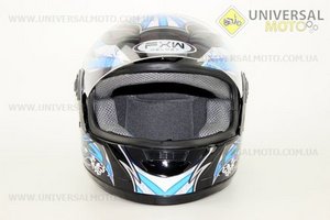 Шлем закрытый  HF-121 L- ЧЕРНЫЙ с синим рисунком
